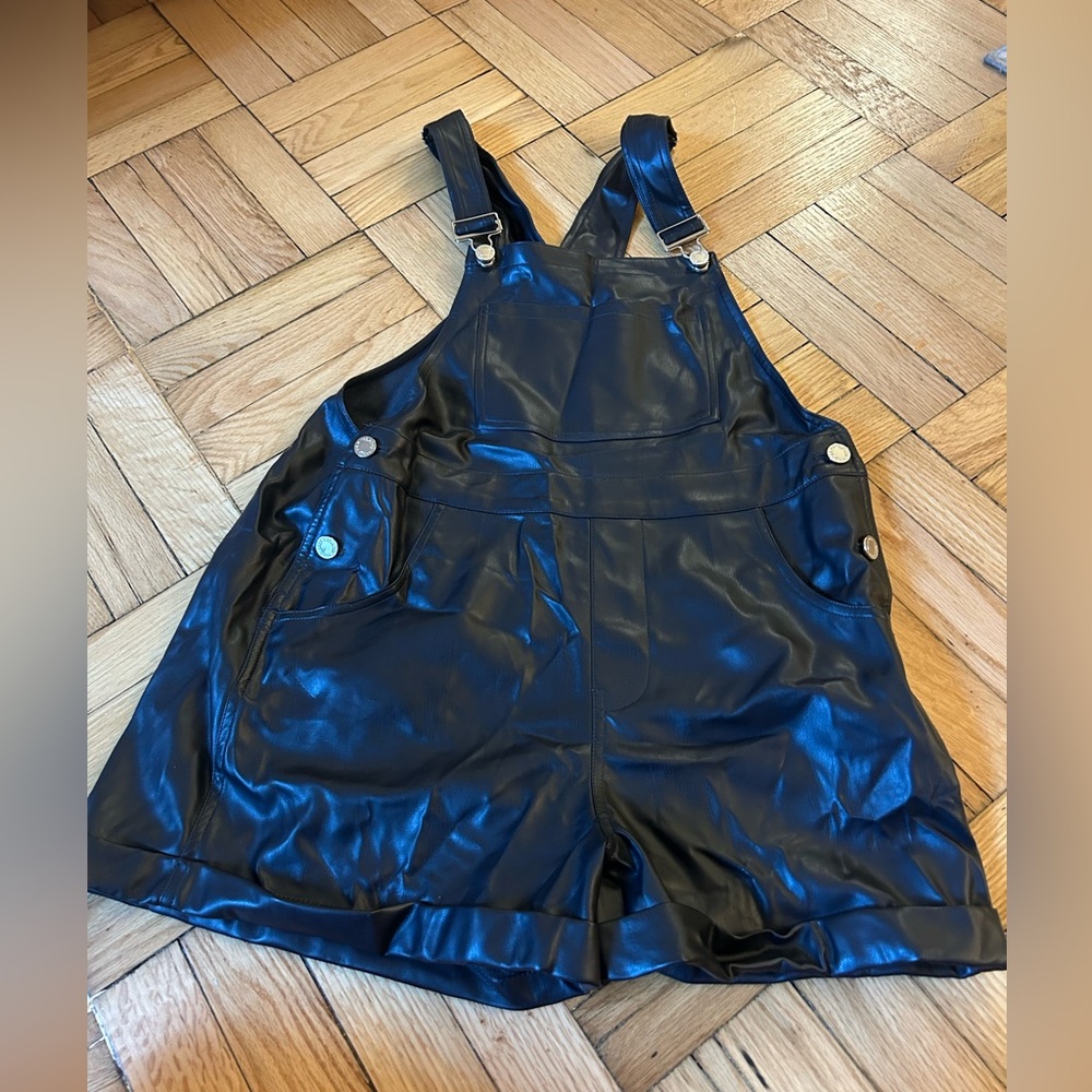 WeWoreWhat Black Leather Overalls